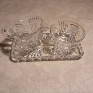 Crystal Cream and Sugar Bowl w/ Underplate